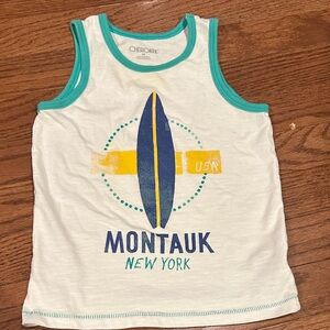 Cherokee Kids' White Tank Top with Blue and Yellow Surfboard Design